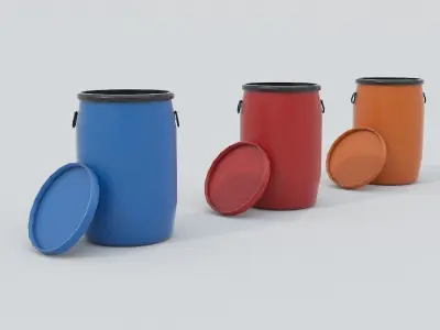 Plastic Barrels Low-poly 3D model purchase