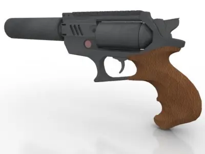 Silenced Revolver  Low-poly 3D model
