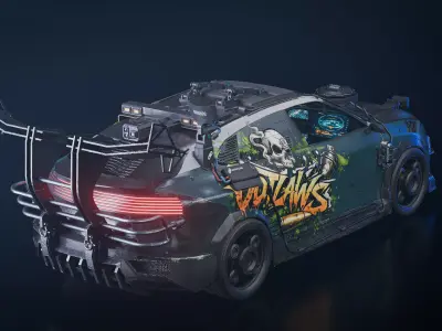 Cyberpunk Mercenary Vehicle  Game Ready Sci-Fi Car Low-poly 3D model