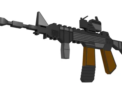 Machine gun  Low-poly 3D model