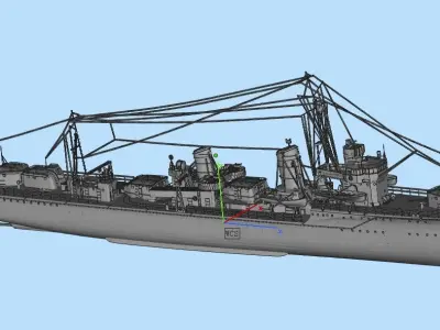destroyer ship Low-poly 3D model