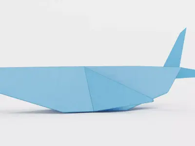 Paper Whale Low-poly 3D model
