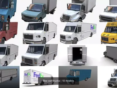 Box van trucks 3D Model Pack