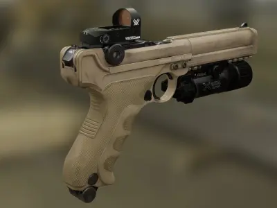 Luger P08 Desert Tacticool Low-poly 3D model