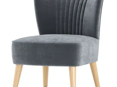 Armless Accent Chair Modern Velvet Leisure Chair 3D model