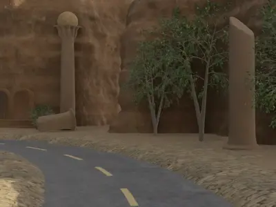Ancient City In Rocky Canyon 3D model