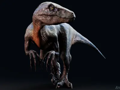 Dinosaur Raptor - Hybrid Velociraptor - Unreal Engine Project Low-poly 3D model