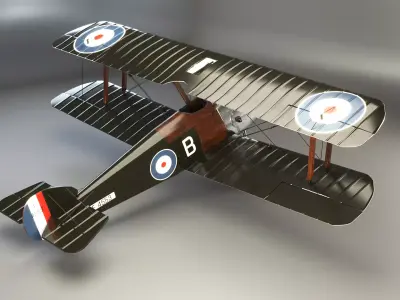 Sopwith Camel F1 Low-poly 3D model