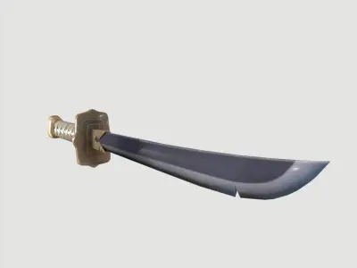 Wakizashi Katana Short blade japanese sword Low-poly 3D model