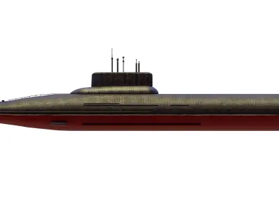 Typhoon Class Submarine Project 941 or Akula model Low-poly 3D model