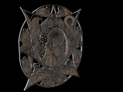 Theotokos the Unburnt Bush icon Free 3D print model
