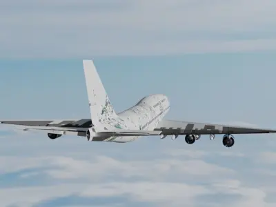 747-100 Airplane Model with flexible design textures Low-poly 3D model