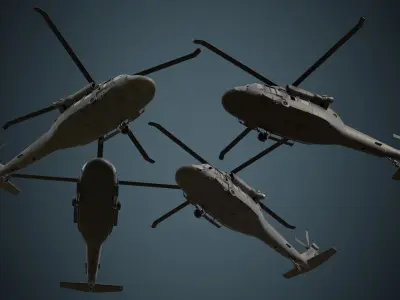 Military Helicopter 1A Low-poly 3D model