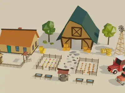 Farmland  Themed LOW POLY Collection Low-poly 3D model