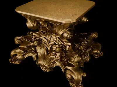 Ornate Corinthian Capital Pedestal - Baroque Decorative Base 3D model
