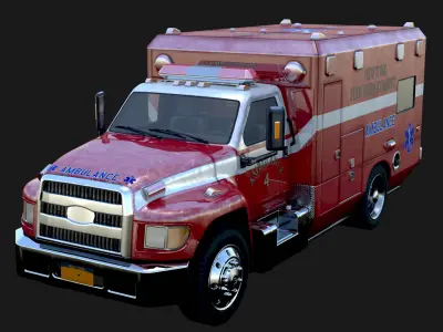 1980 Ambulance 3D Model Quality Realistic Rendered With Textured Low-poly 3D model