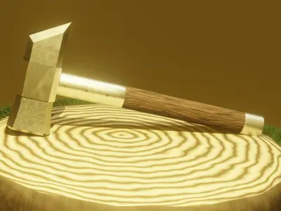 Simple Fantasy Light Hammer Low-poly 3D model