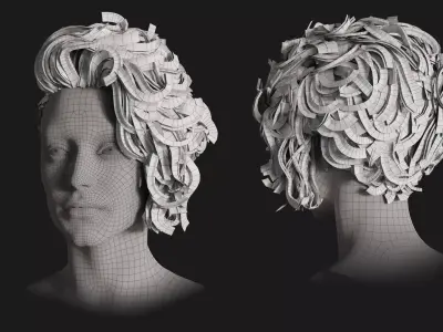 Realistic female hairstyles - pack 3 Low-poly 3D model