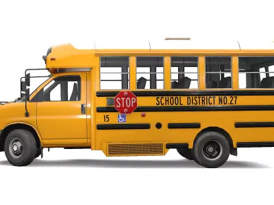 Mini School Bus 2021  Low-poly 3D model