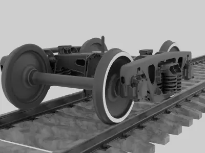 Train wheel undercarriage 3D model