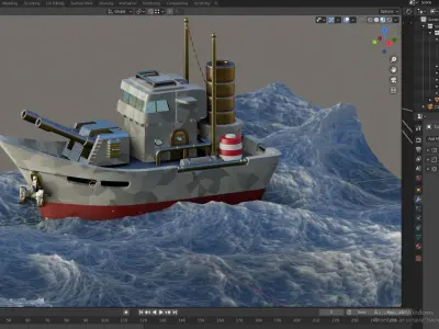 Cartoon Cosmo-Modern Military Boat  -Swift Corsair Low-poly 3D model