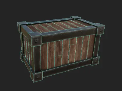 Wood and metal Box Low-poly 3D model