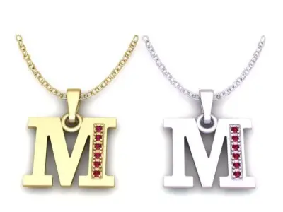Pendant Necklace with Pave 3D print model