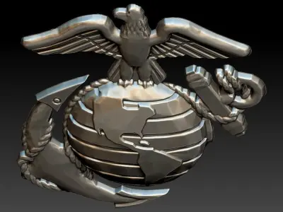 USA Marines Insignia CNC Eagle Globe artcam aspire relief  3D model