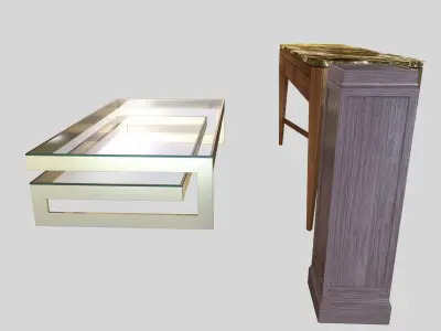 nancy corzine Sanford Buffet  low table and wood pedestal 3D model