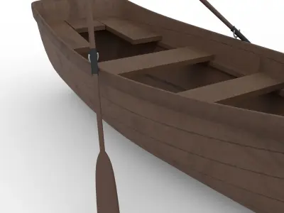Wooden rowing boat Low-poly 3D model
