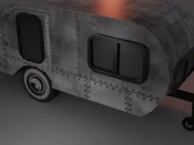 caravan low poly camper trailer Low-poly 3D model