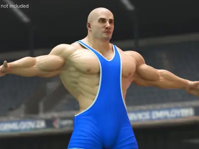 Well Built Muscular Male in Blue Leotard 3D model