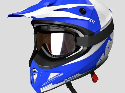 Helmet Off-Road and Goggles 3D model