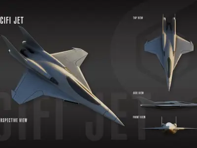 Sci-Fi Jet Ships Collection Low-poly 3D model