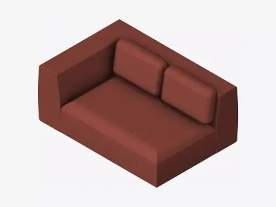 Seat - Sofa - Simplicity - Double - One Arm Low-poly 3D model