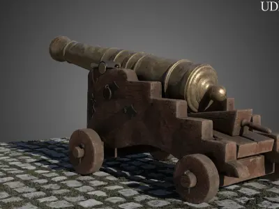 Bronze 6 Pounder Saker Cannon 1780 3D model