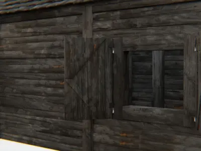 Old Wooden Medieval Building Shed 4 Low-poly 3D model
