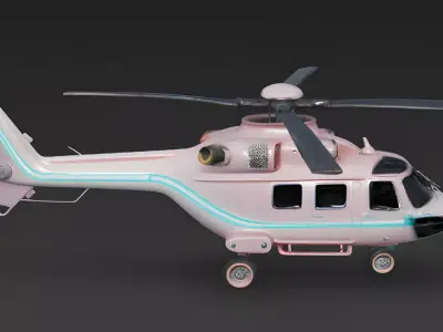 Realistic Cyberpunk Easter Helicopter 3D Model Low-poly 3D model