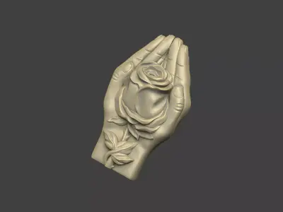 Hands and rose design 3D print model