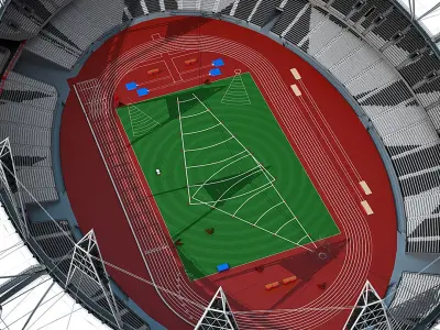 Olympic Stadium With Athletics Equipment 3D model