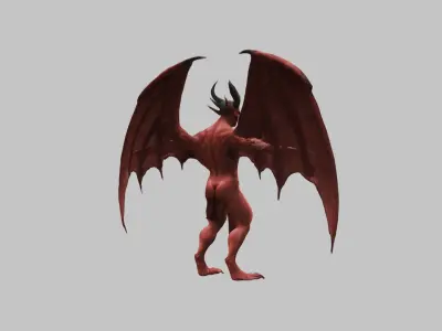 3D Model of Satan with Wings and Horns Low-poly 3D model