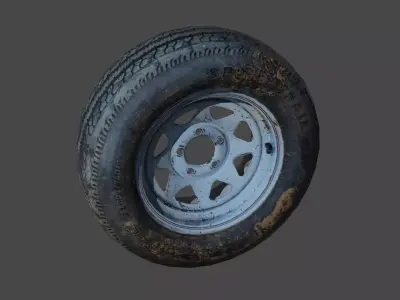 Old Tire with Rim Free low-poly 3D model