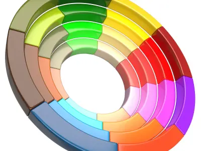 Color Wheel Low-poly 3D model