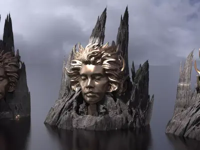 Fallen Angel cliffs 3 Dark versions 2 3D model