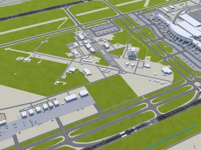 Austin Bergstrom Airport 8km Low-poly 3D model