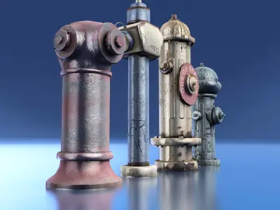 Fire Hydrants Low-poly 3D model purchase