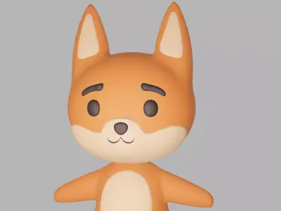 Fox Cartoon Character 3D model