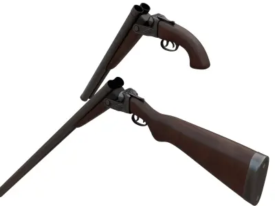Double Barrel Low-poly 3D model purchase