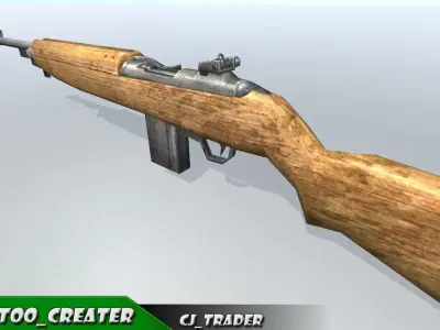 Carbine Riffle low poly 3d model Low-poly 3D model