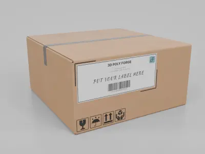 Cardboard Box R-442 - Rigged and Customizable Low-poly 3D model